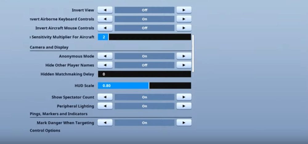 Tfue Game settings​