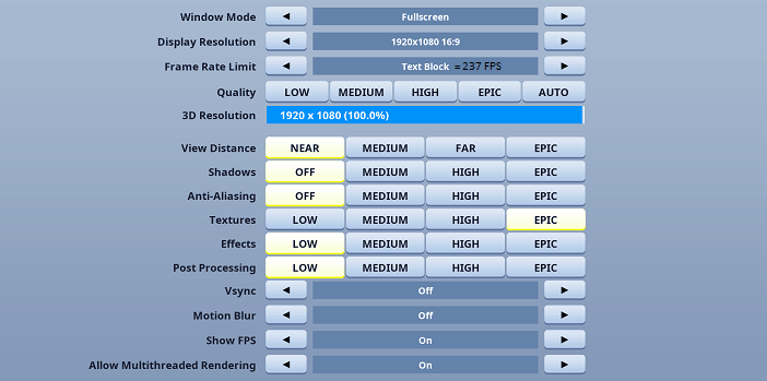 TFue Fortnite Video settings