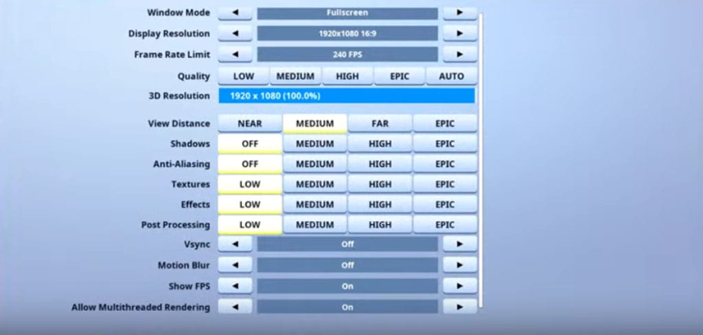 Clix Fortnite Video settings