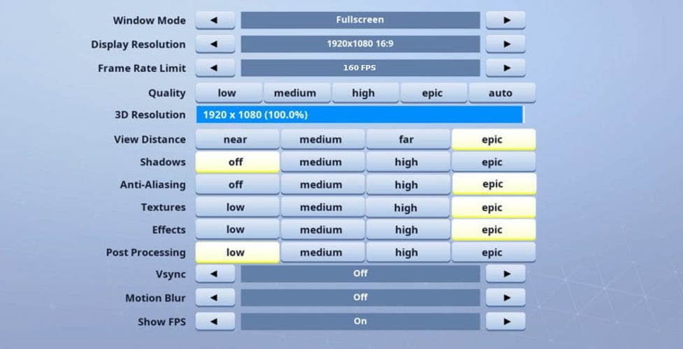 Daequan Fortnite Video settings