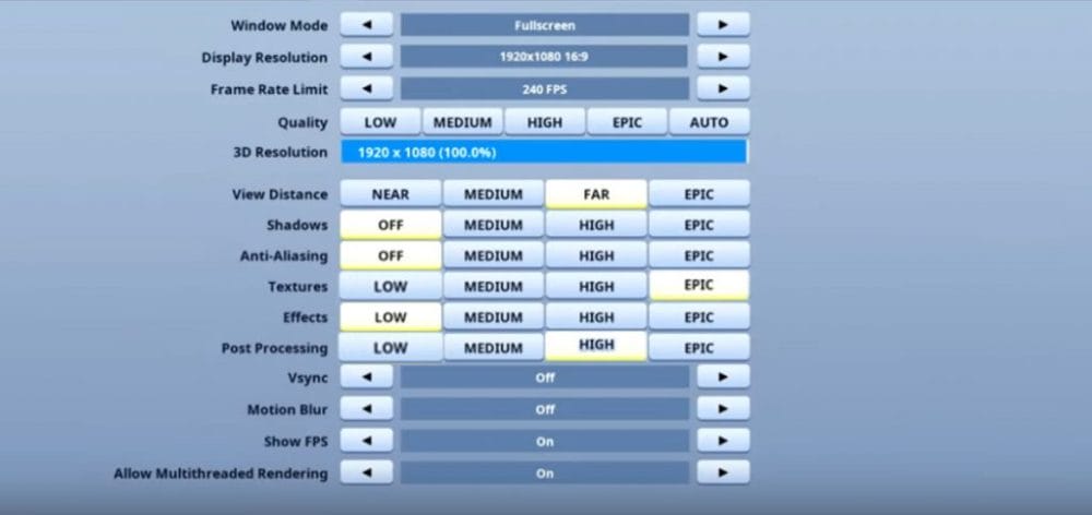 DrDisRespect Fortnite Video settings