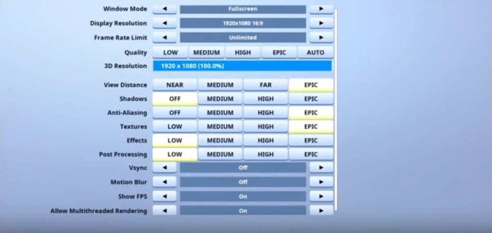 HighDistortion Fortnite Video settings