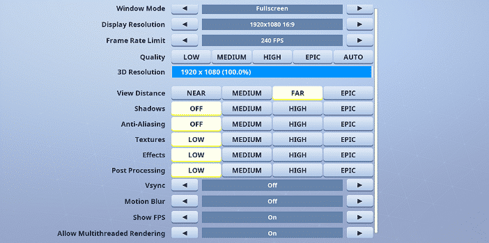 Keolys Fortnite Video settings