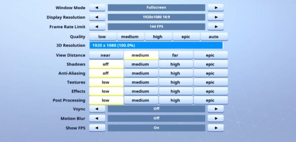 MrFreshAsian Fortnite Video settings