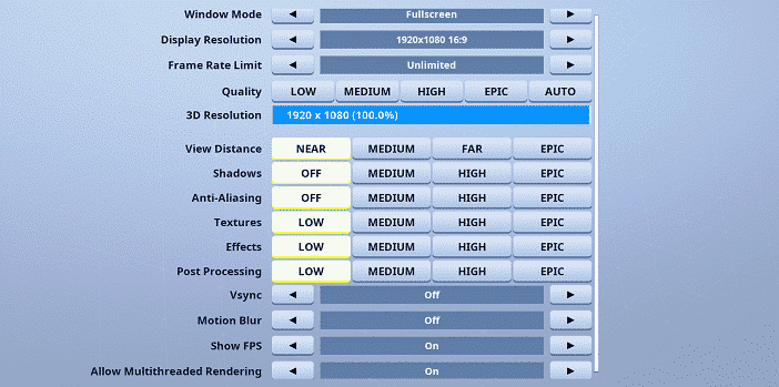 POW3R Fortnite Video settings