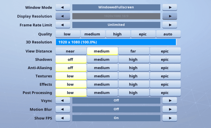 Summit1g Fortnite Video settings