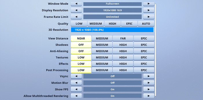 F1veskill Fortnite Video settings