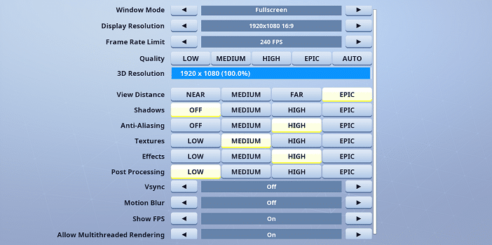 Kayuun Fortnite Video settings