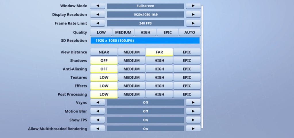 Slaya Fortnite Video settings