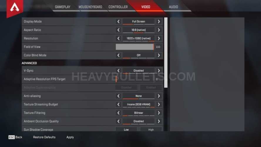 THump Apex Legends Video settings