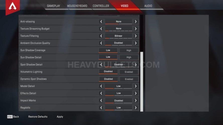 Ace Apex Legends Video settings