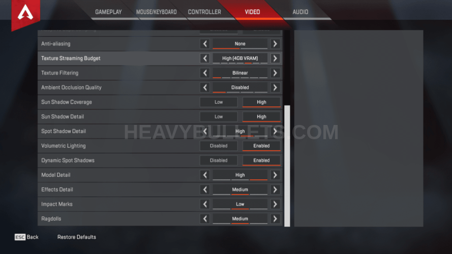 Tfue Apex Legends Video settings