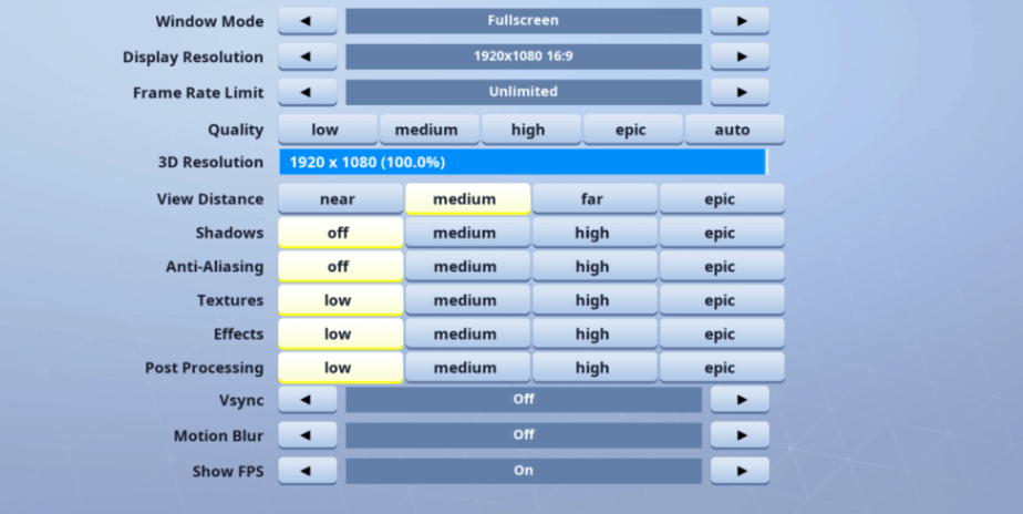 TimTheTatman Fortnite Video settings