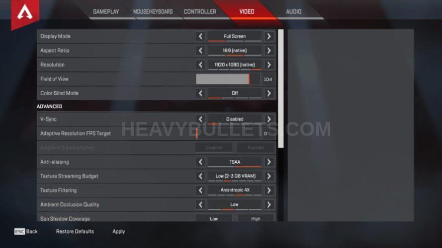 BreaK Apex Legends Video settings