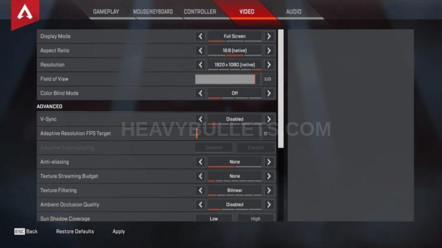 Chappie Apex Legends Video settings