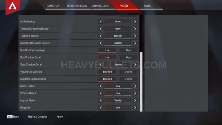 Chappie Apex Legends Video settings