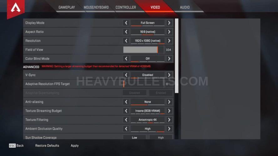 Grimmmz Apex Legends Video settings