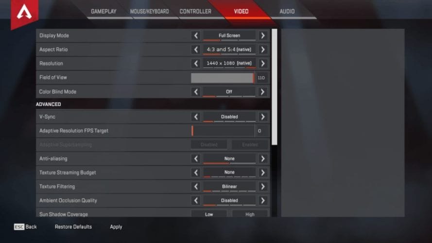 ImperialHal Apex Legends Video settings