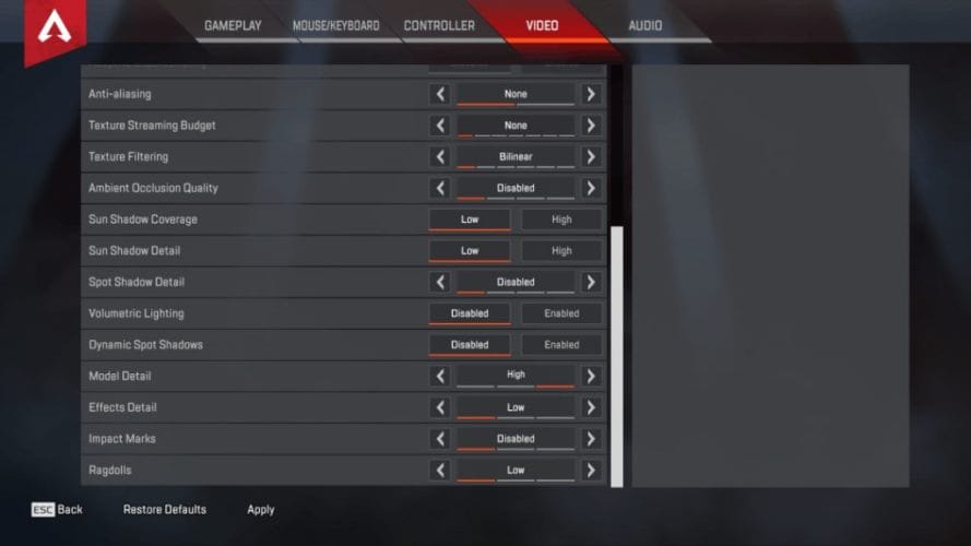 ImperialHal Apex Legends Video settings