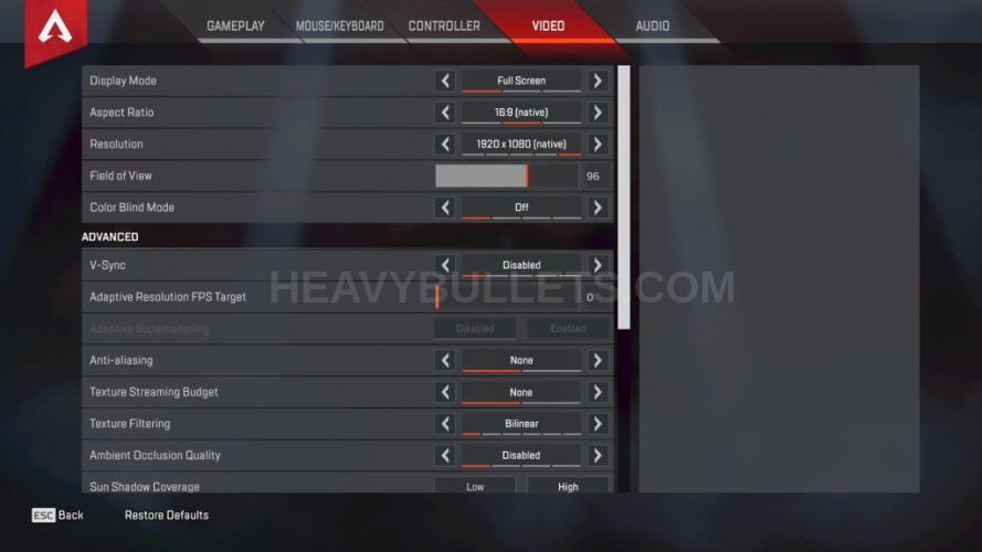 LyndonFPS Apex Legends Video settings