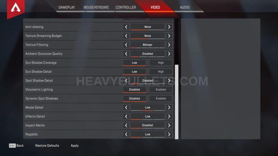 LyndonFPS Apex Legends Video settings