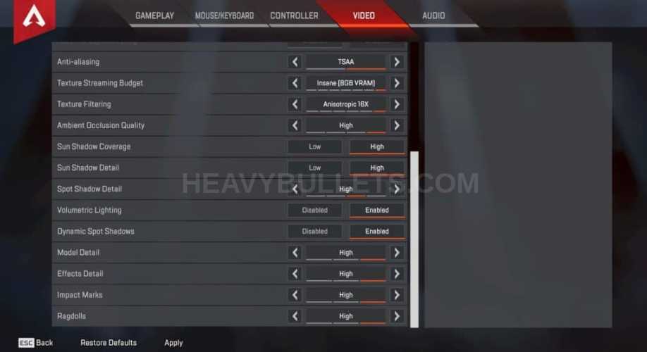 VSNZ Apex Legends Video settings