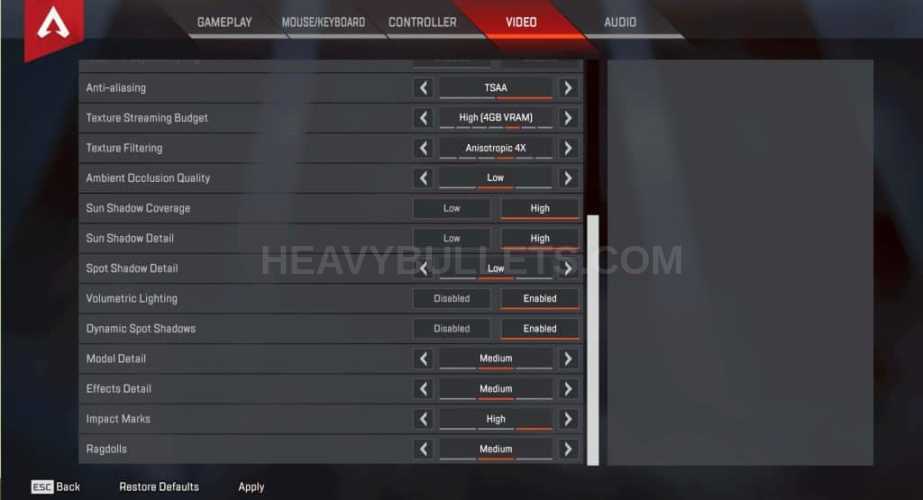 sprEEEzy Apex Legends Video settings