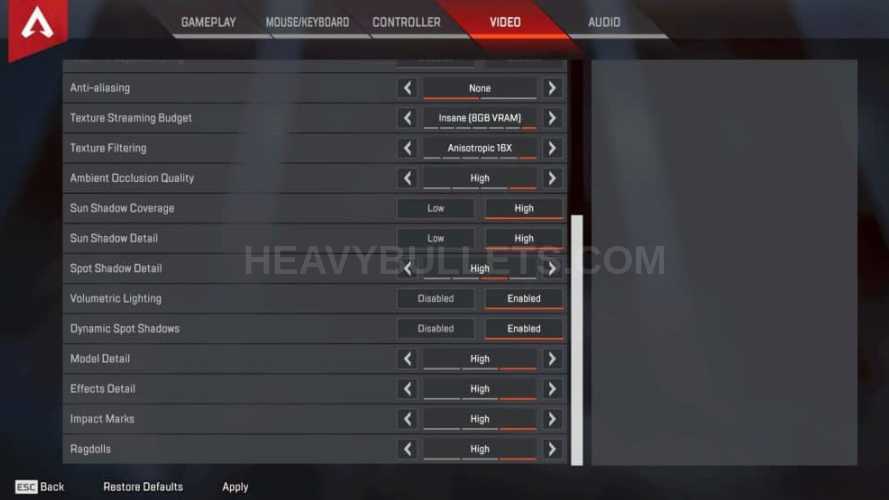 xQc Apex Legends Video settings